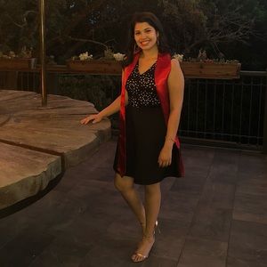 Black Dress with Floral Details